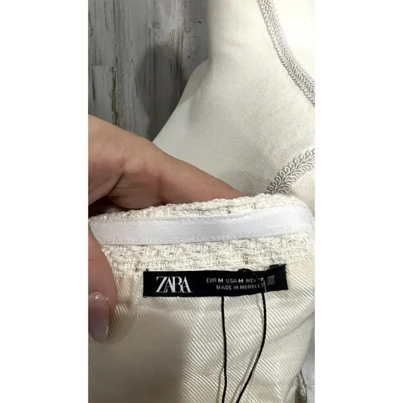 NWOT Zara Women's Medium Ivory Textured Strapless Cropped Tube Top - Picture 6 of 6